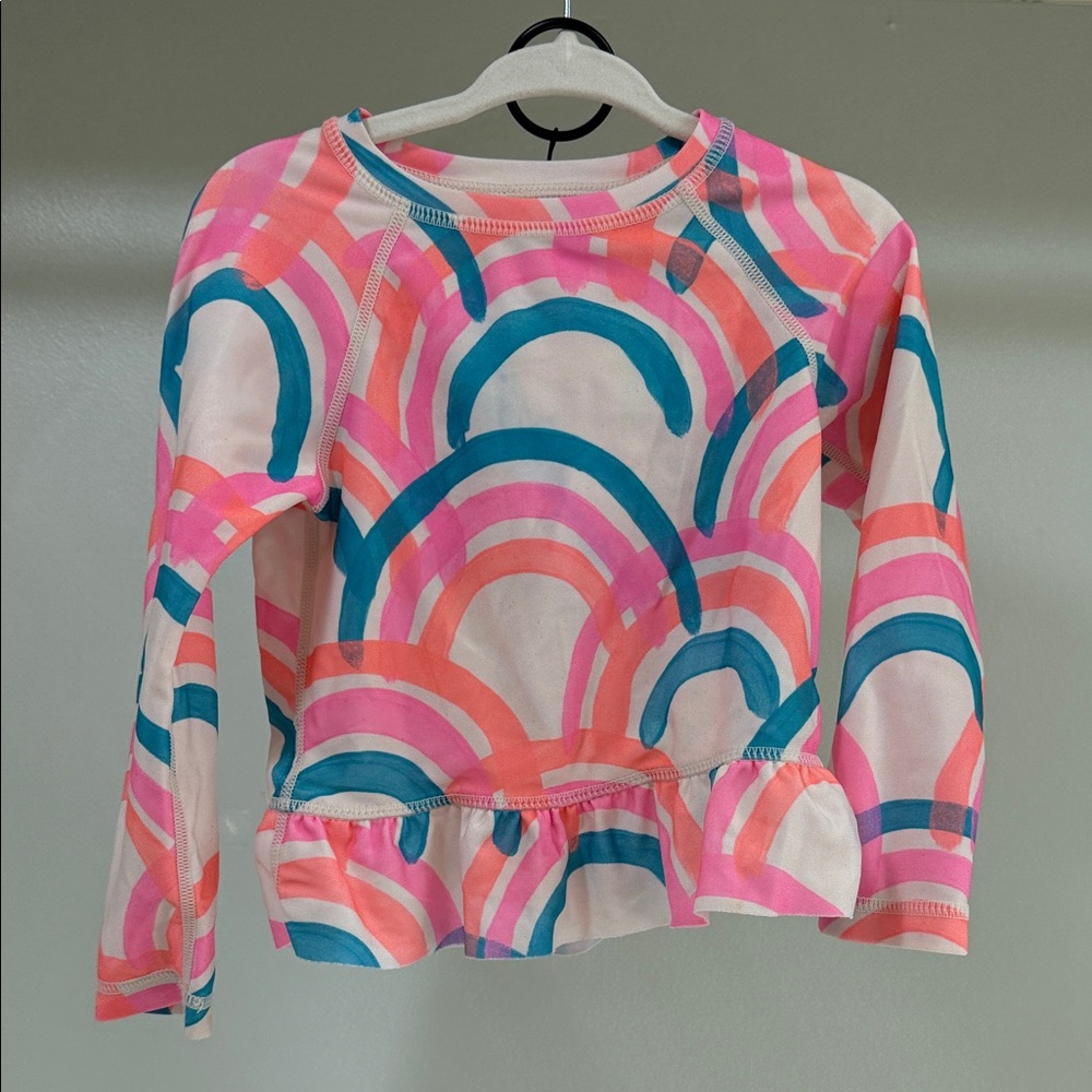 Tea Collection Pink and Blue Kids Swim Rashguard
